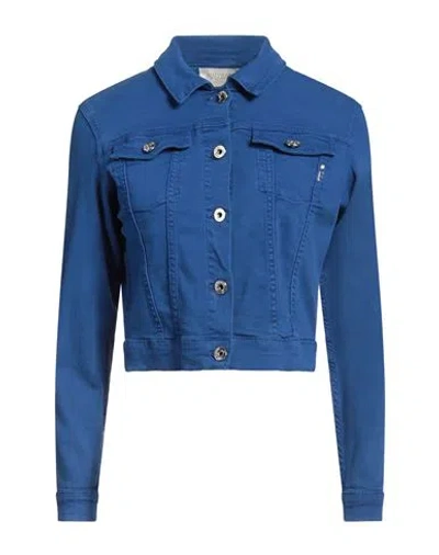 Fracomina Woman Denim Outerwear Navy Size Xs Cotton, Elastane In Navy Blue