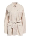 Fracomina Woman Jacket Beige Size L Cotton, Lyocell In Beige