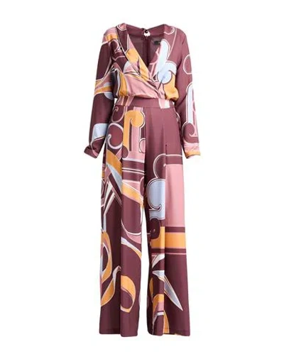 Fracomina Woman Jumpsuit Chocolate Brown Size Xl Viscose