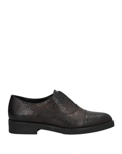 Fracomina Woman Loafers Black Size 5 Textile Fibers In Brown