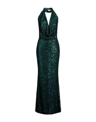 Fracomina Woman Maxi Dress Emerald Green Size L Polyester, Elastane