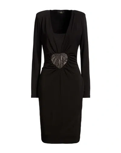 Fracomina Woman Midi Dress Black Size Xs Polyester, Elastane