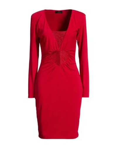 Fracomina Woman Midi Dress Brick Size M Polyester, Elastane In Red