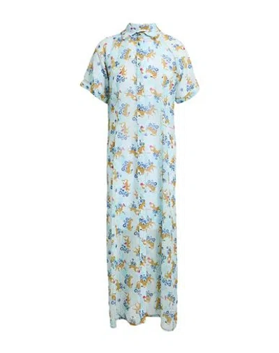 Fracomina Woman Midi Dress Sky Blue Size M Polyester In Multi