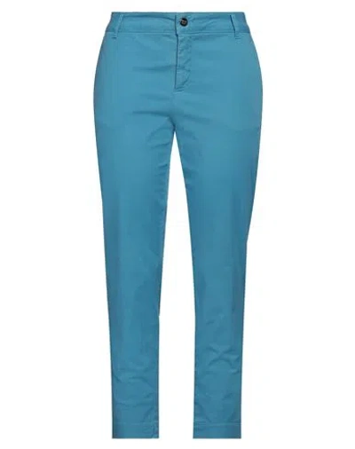 Fracomina Woman Pants Azure Size 32 Cotton, Elastane In Blue