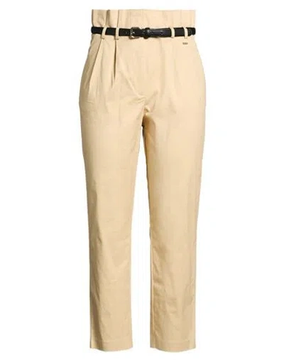Fracomina Woman Pants Beige Size 10 Cotton, Elastane In Metallic