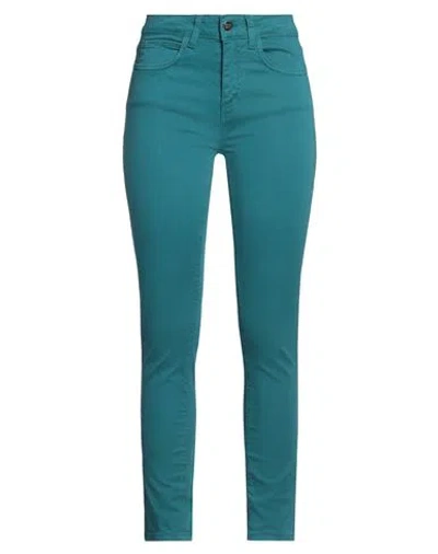 Fracomina Woman Pants Deep Teal Size 27 Cotton, Elastane In Green