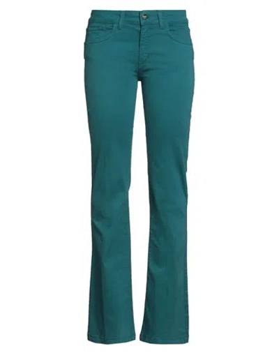 Fracomina Woman Pants Deep Teal Size 32 Cotton, Elastane In Green