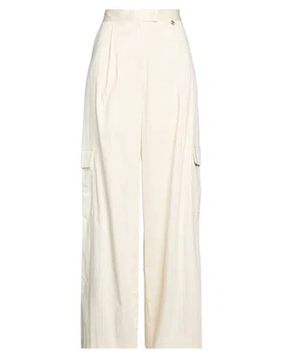Fracomina Woman Pants Ivory Size 8 Cotton, Elastane In White