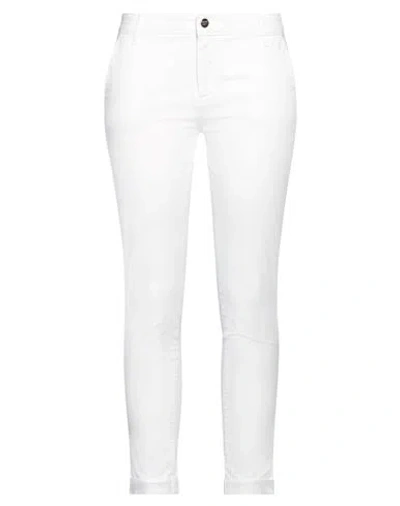 Fracomina Woman Pants White Size 24 Cotton, Elastane