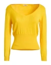 Fracomina Woman Sweater Yellow Size Xl Viscose, Nylon In Yellow