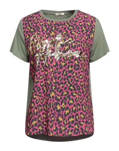 Fracomina Woman T-shirt Fuchsia Size Xs Viscose, Elastane, Polyester In Pink