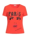 Fracomina Woman T-shirt Tomato Red Size M Cotton, Elastane In Tomato Red