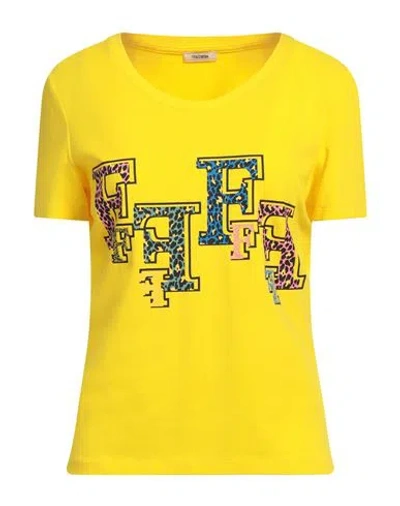 Fracomina Woman T-shirt Yellow Size M Cotton, Elastane
