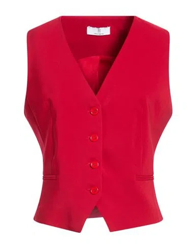 Fracomina Woman Tailored Vest Red Size Xs Polyester, Elastane