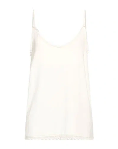 Fracomina Woman Tank Top Cream Size Xl Viscose, Elastane In White
