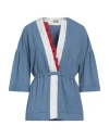 Fracomina Woman Top Pastel Blue Size M Polyester, Cotton In Blue