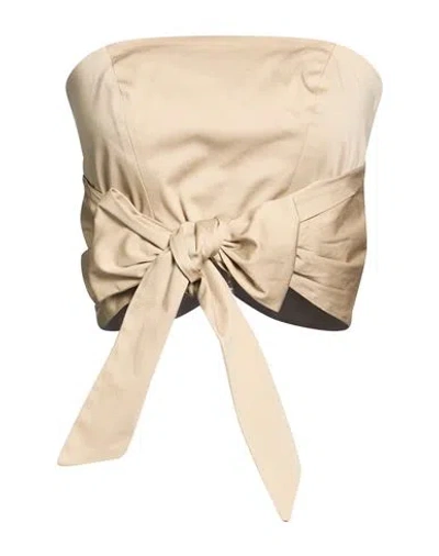 Fracomina Woman Top Sand Size M Cotton, Elastane In Neutral