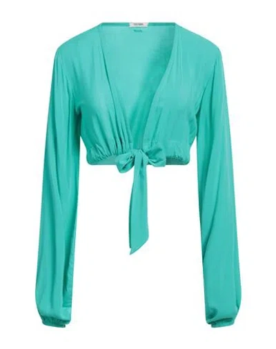 Fracomina Woman Top Turquoise Size L Rayon In Blue