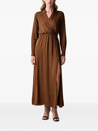 Fracomina Wrap-style Slit-detail Maxi Dress In Brown