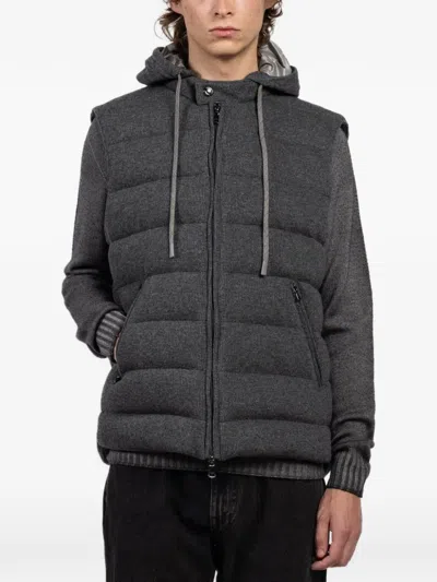 Fradi Hooded Padded Jacket In Gray