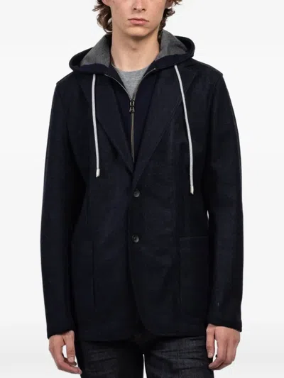 Fradi Hooded Pocket Jacket In Blue