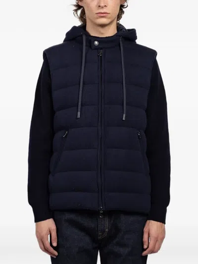 Fradi Hooded Zipped Vest In Blue