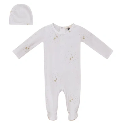 Fragile Kids'  Allover Strawberry And Dot Print Romper With Hat Set In White