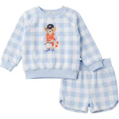 Fragile Kids'  Bear Embroidered Terry Long Sleeve Top And Shorts Set In Multi