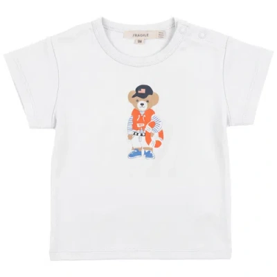 Fragile Babies'  Bear Print Short Sleeve Top In White