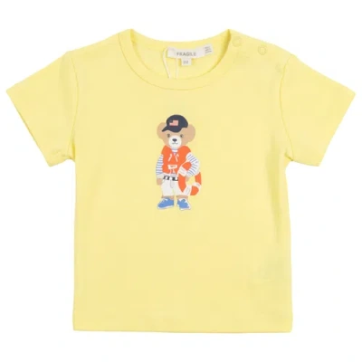 Fragile Babies'  Bear Print Short Sleeve Top In Yellow