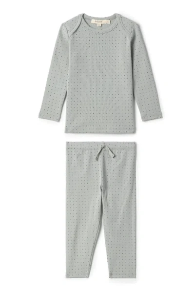 Fragile Kids'  Boy 2 Piece Ribbed Square Print Top And Pants Set In Gray