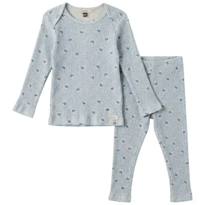 Fragile Kids'  Boy Allover Cherry Print Two Piece Long Sleeve Top And Matching Pants Set In Gray