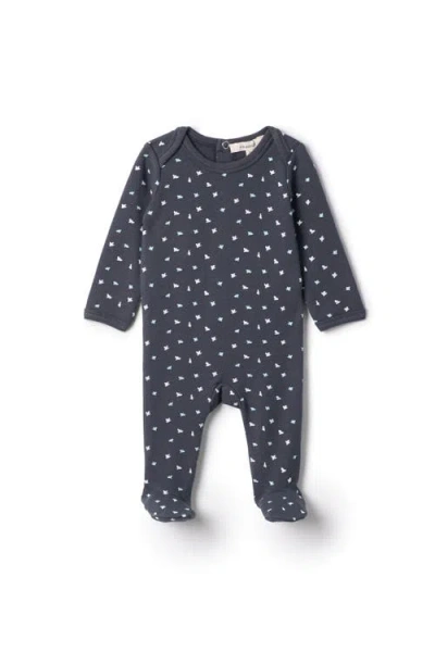 Fragile Babies'  Boy Bird Print French Fleece Romper In Blue