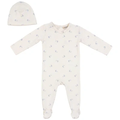 Fragile Babies'  Boy Cotton Floral Romper With Matching Hat In Neutral