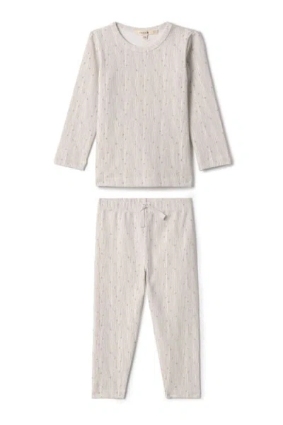 Fragile Kids'  Boy Line Print Two Piece Long Sleeve Top And Pants Set In Neutral