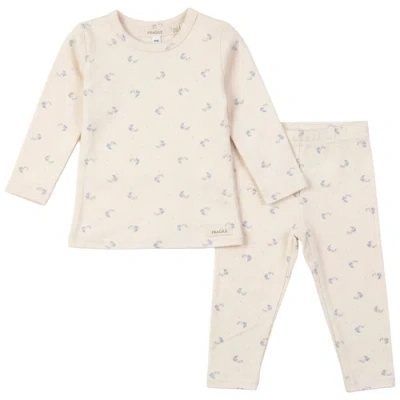 Fragile Babies'  Boy Organic Printed Two Piece Long Sleeve Top And Pants Set In Neutral