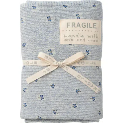 Fragile Boy Rib Cherry Print Blanket In Blue