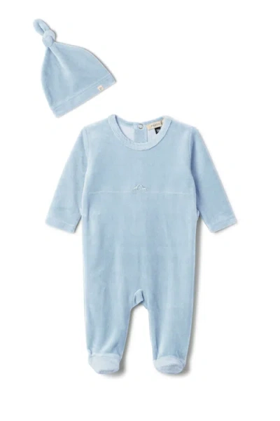 Fragile Babies'  Boy Rocking Horse Stretch Romper With Matching Hat In Blue