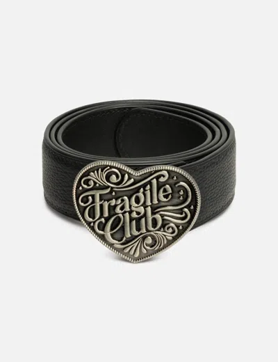 Fragile Club Large Heart Buckle Belt In Black