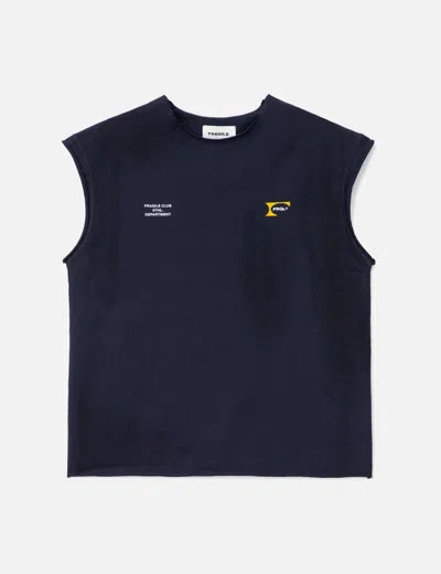 Fragile Club Navy Muscle Tank Top In Blue