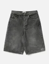 Fragile Club Vintage Black Baggy Shorts In Gray