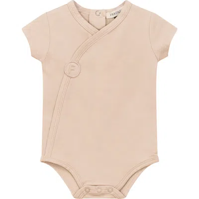 Fragile Babies'  Cotton Spandex Short Wrap Romper In Neutral