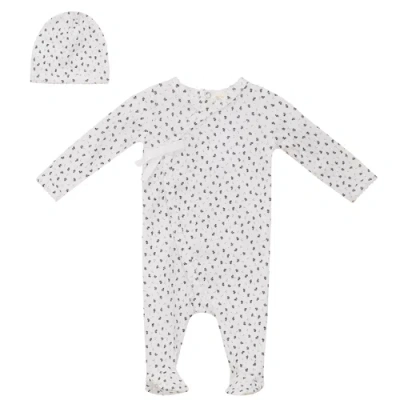 Fragile Kids'  Crinkle Flower Print Romper With Hat Set In White