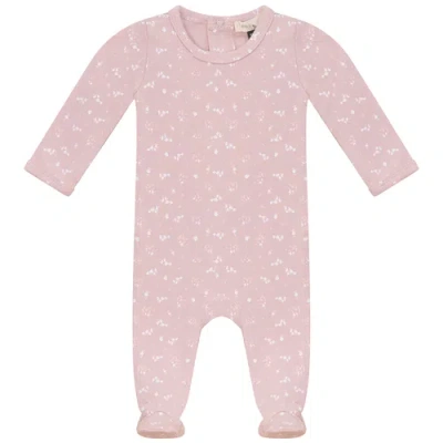 Fragile Babies'  Floral Print Romper With Matching Printed Hat In Pink
