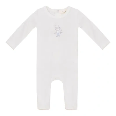 Fragile Kids'  Front Chest Ribbed Romper In White