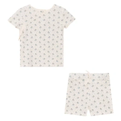 Fragile Kids'  Fruit Print 2 Piece Short Sleeve Top And Shorts Set In White