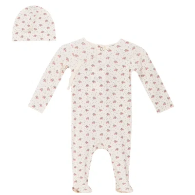 Fragile Kids'  Fruit Print Wrap Romper Set With Hat In Neutral