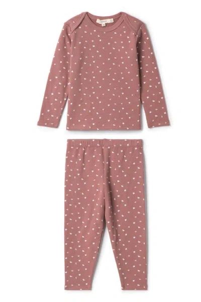 Fragile Kids'  Girl Bird Print 2 Piece French Fleece Top And Pants Set In Pink