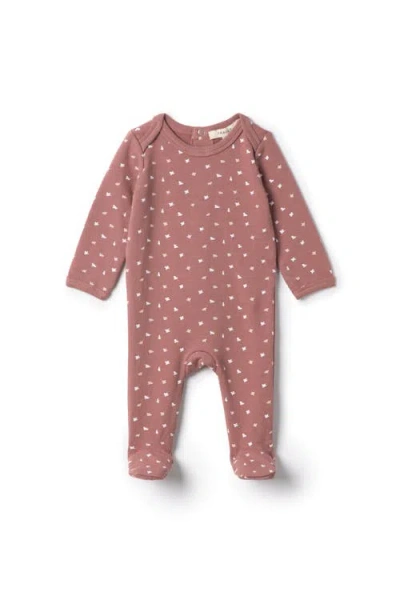 Fragile Babies'  Girl Bird Print French Fleece Romper In Pink